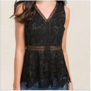 Francesca's Collection Lace Peplum Tank Top